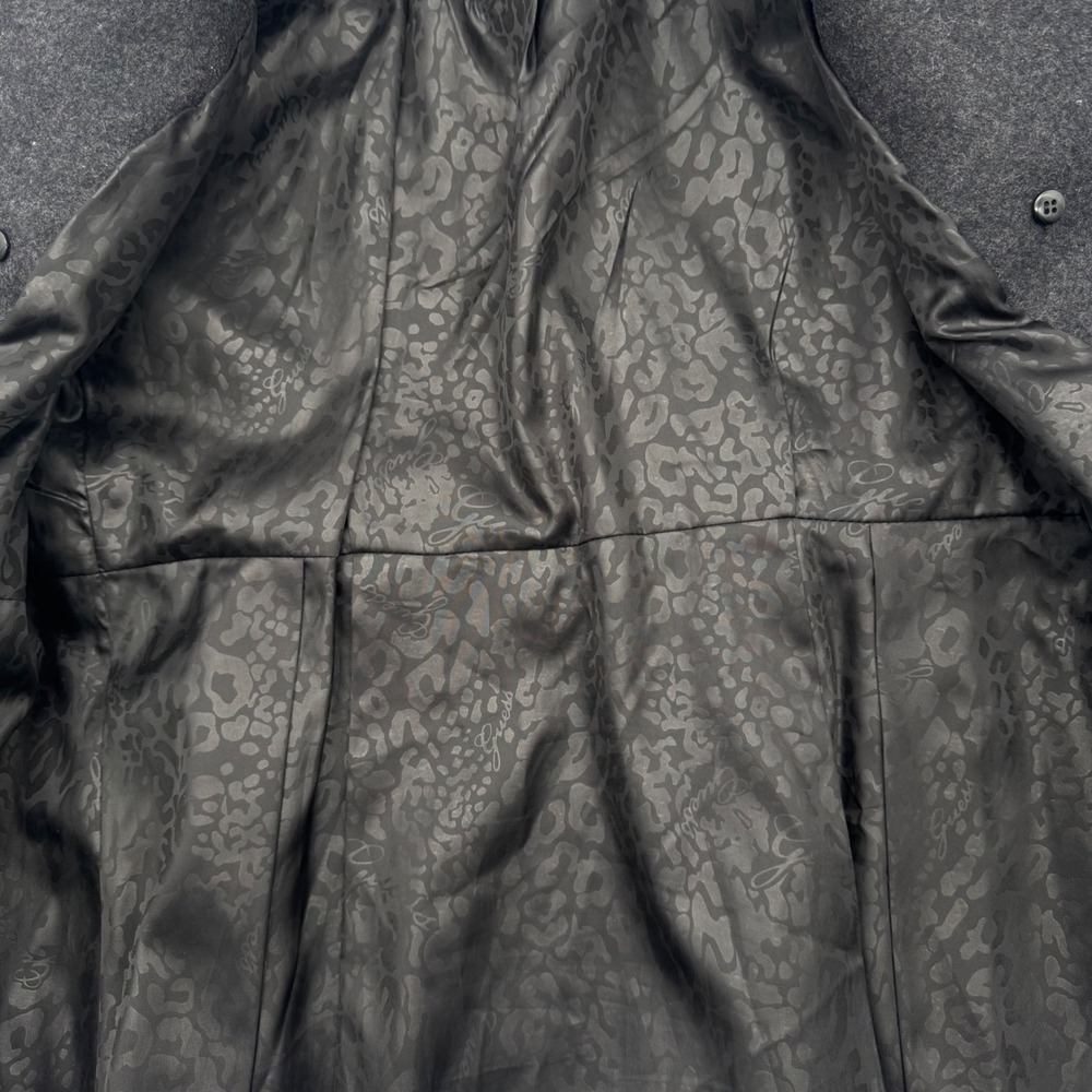 Guess Womens Wool Blend Double Breasted Pea Coat Charcoal Grey Peplum Jacket M - Picture 4 of 6